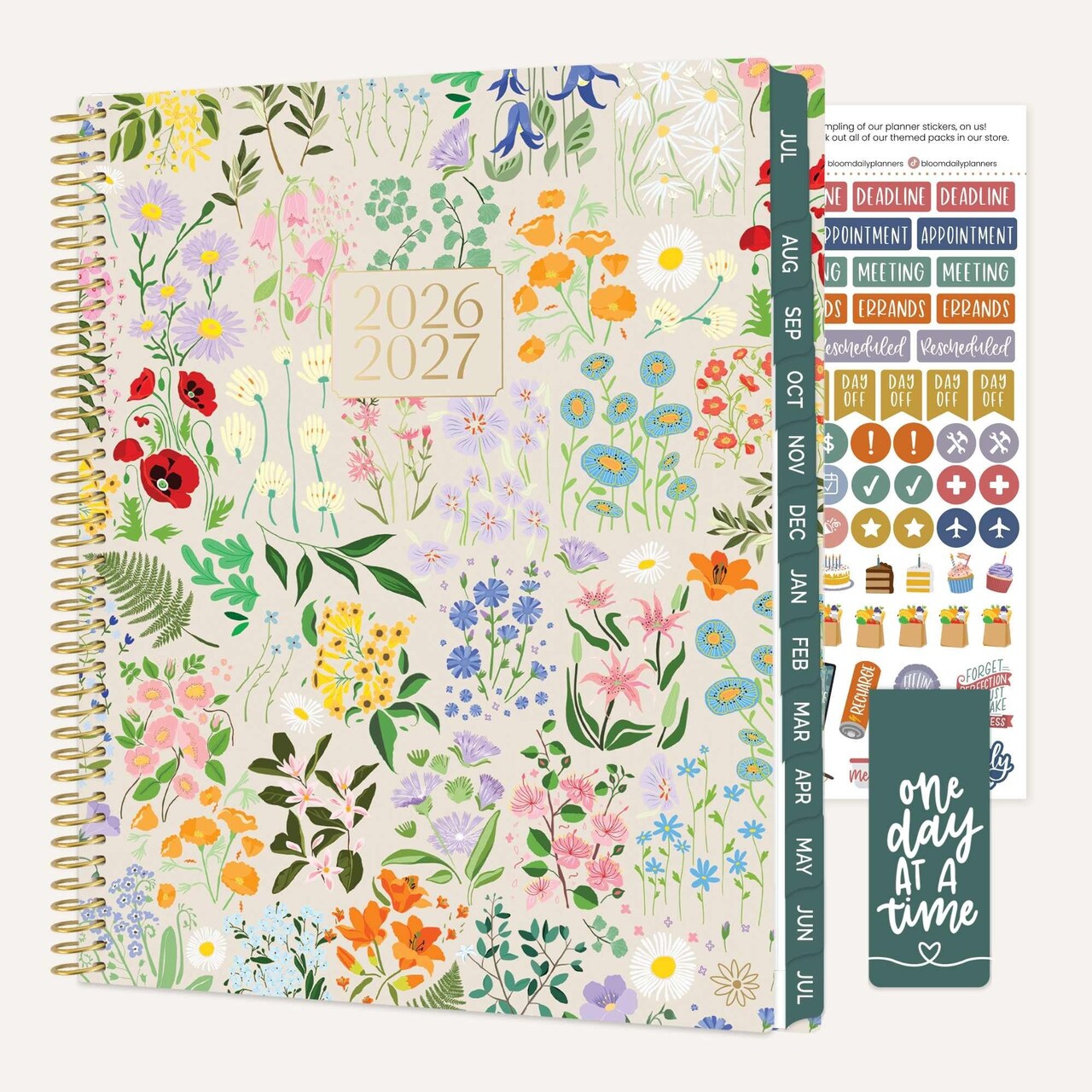 bloom daily planners 2026-2027 Academic Planner, 13 Month Soft Cover Monthly & Weekly, 8.5" x 11", Stickers Included, Garden Party